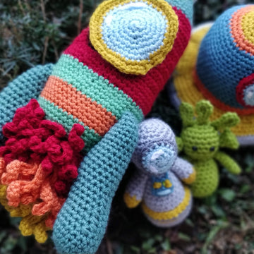 Space Collection crochet Astronaut Alien Spaceship Rocket amigurumi set