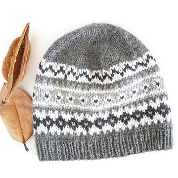 GRAY Fair Isle Hat