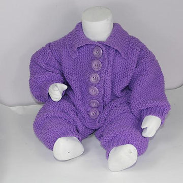 Baby Aran Button Up Moss Stitch Collar Onesie