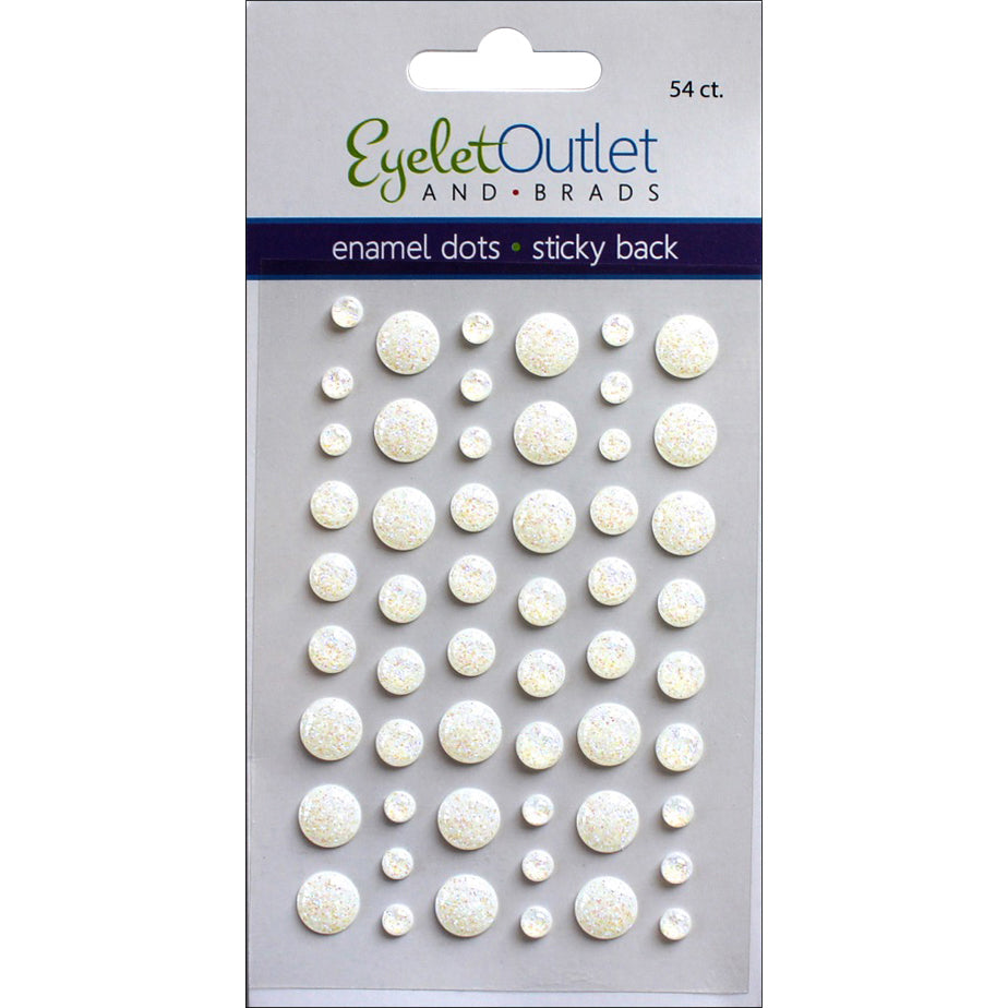 Eyelet Outlet Adhesive-Back Enamel Dots 54/Pkg - Glitter White