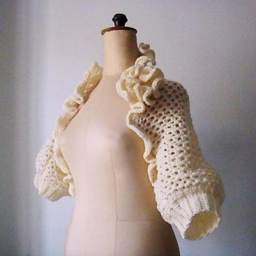 Crochet Bolero with Flower Brooch