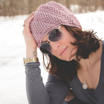 Spiral Herringbone Beanie