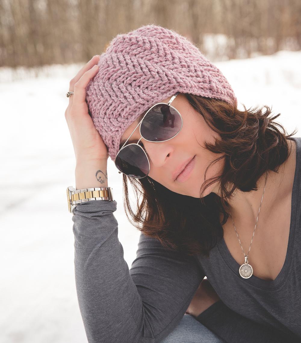Spiral Herringbone Beanie