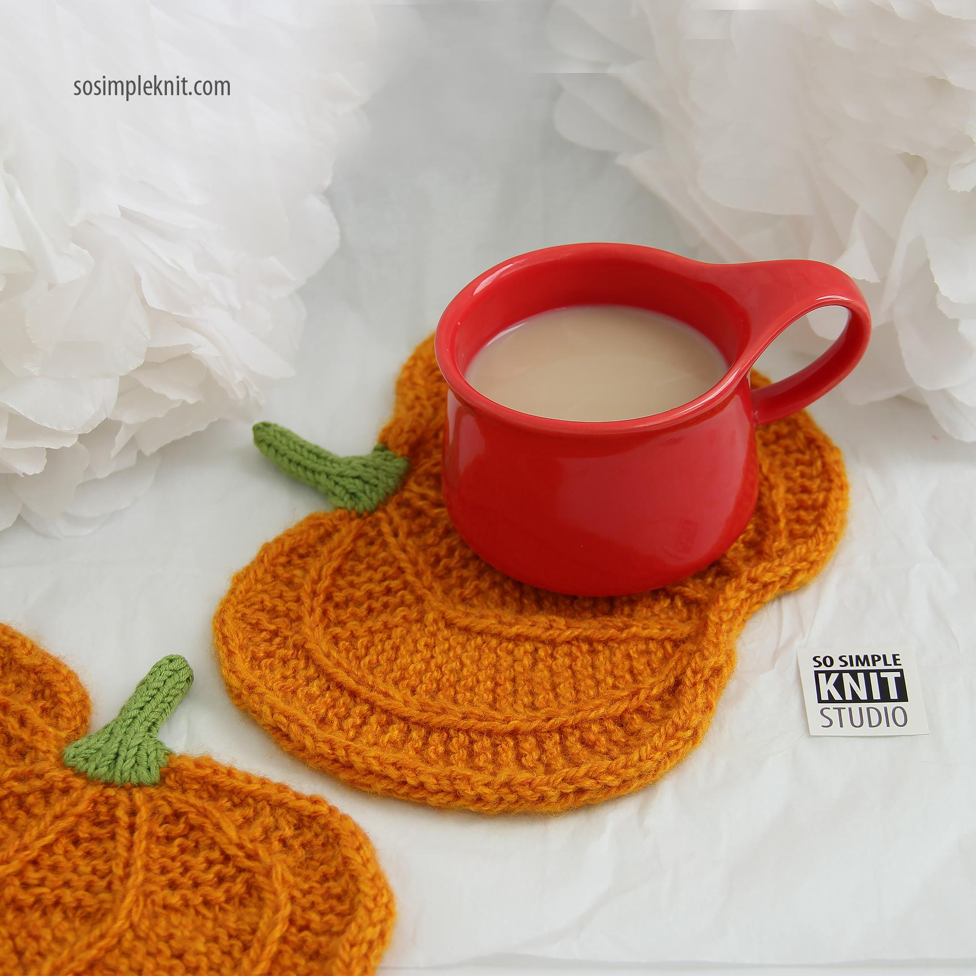 Knitted Pumpkin Coaster