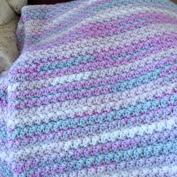 Pastel Suzette Stitch Baby Blanket – King Cole DK- Eagle Beach- Crochet Pattern