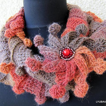 Multicolor Scarf "Fantasy" With Flower Tutorial