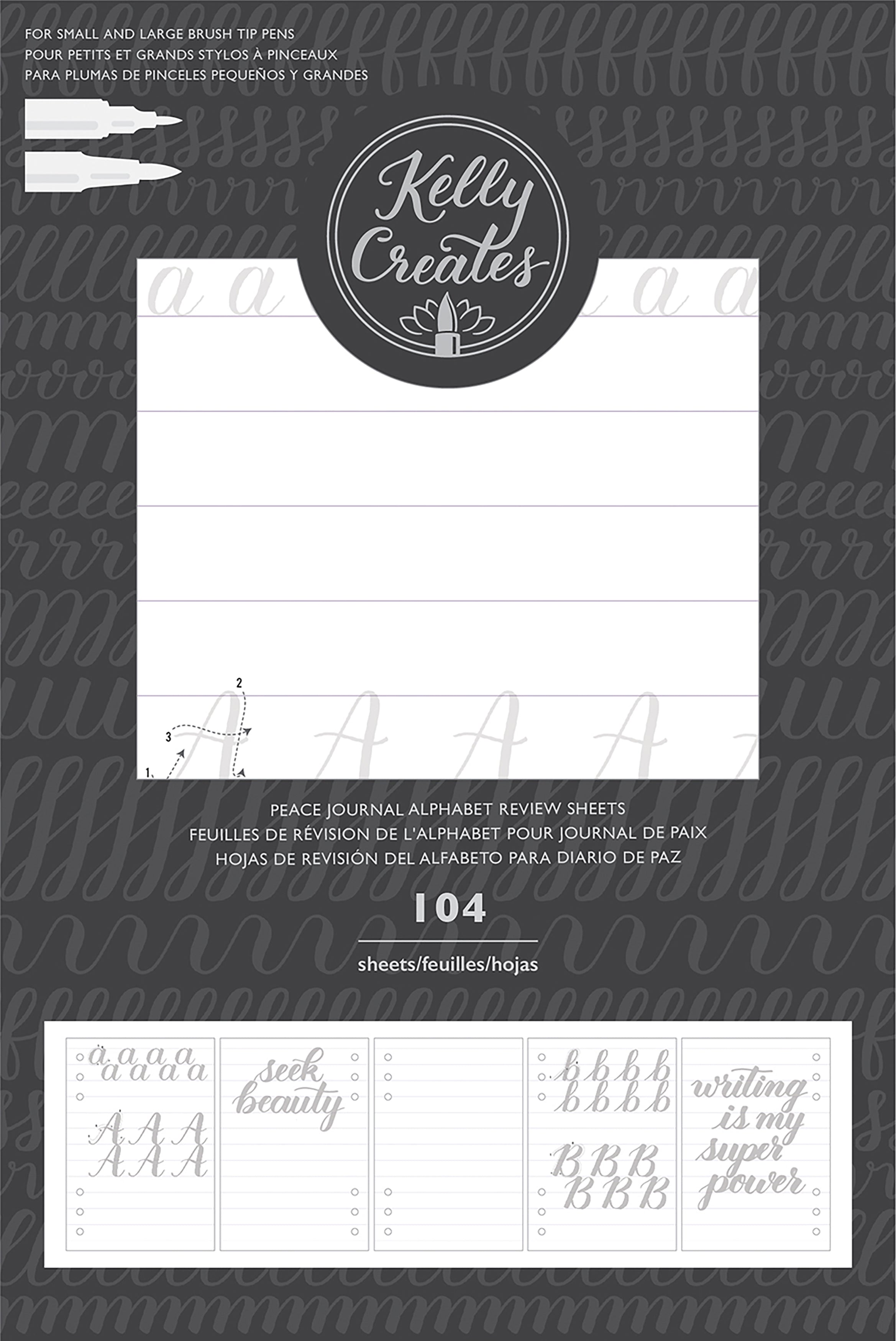 American Crafts Kelly Creates Journal Double-Sided Review Sheets 104/Pkg - Alphabet