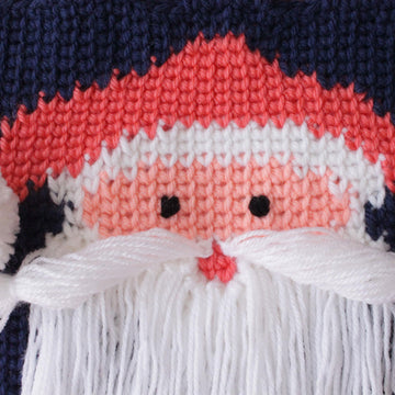 Beautiful Knit-like Crochet wall hanging with Santa Face with Waistcoat stitch VIDEO tutorial
