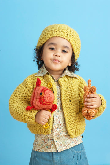 Sandbox Cardi and Hat in Lion Brand Wool-Ease Thick & Quick - 81083AD