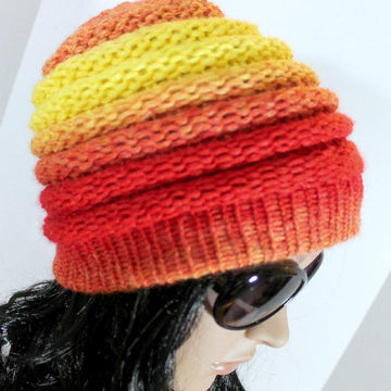 Loom Knit Hat Ombre Beanie