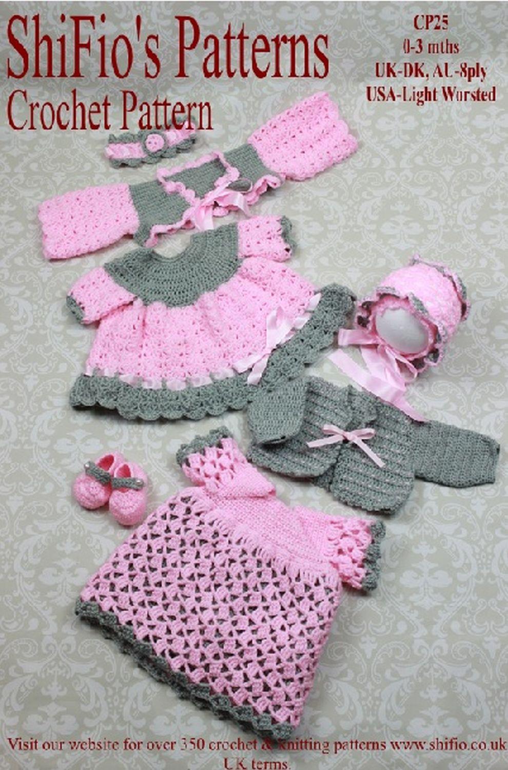 Crochet Pattern baby set UK & USA Terms  #25