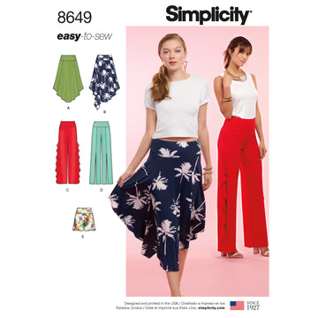 Simplicity 8649 Women's Easy to Sew Knit Bottoms - Sewing Pattern