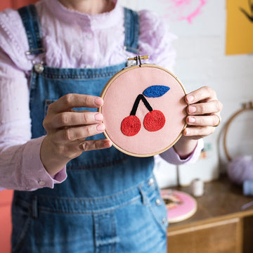 Cotton Clara Cherry Embroidery Hoop Kit - 13cm
