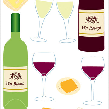 Trends International SandyLion Essentials Dimensional Stickers - Wine & Cheese