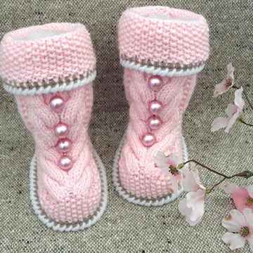 Knitting PATTERN Warm Baby Set Shoes and Hat