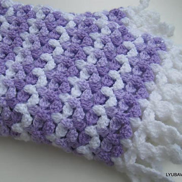 "Lilac Mosaic" Baby Blanket With Decorative Fringe