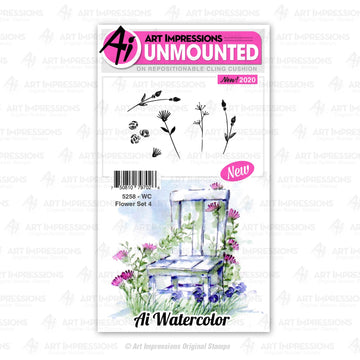 Art Impressions Watercolor Cling Rubber Stamps - WC Flower Set 4