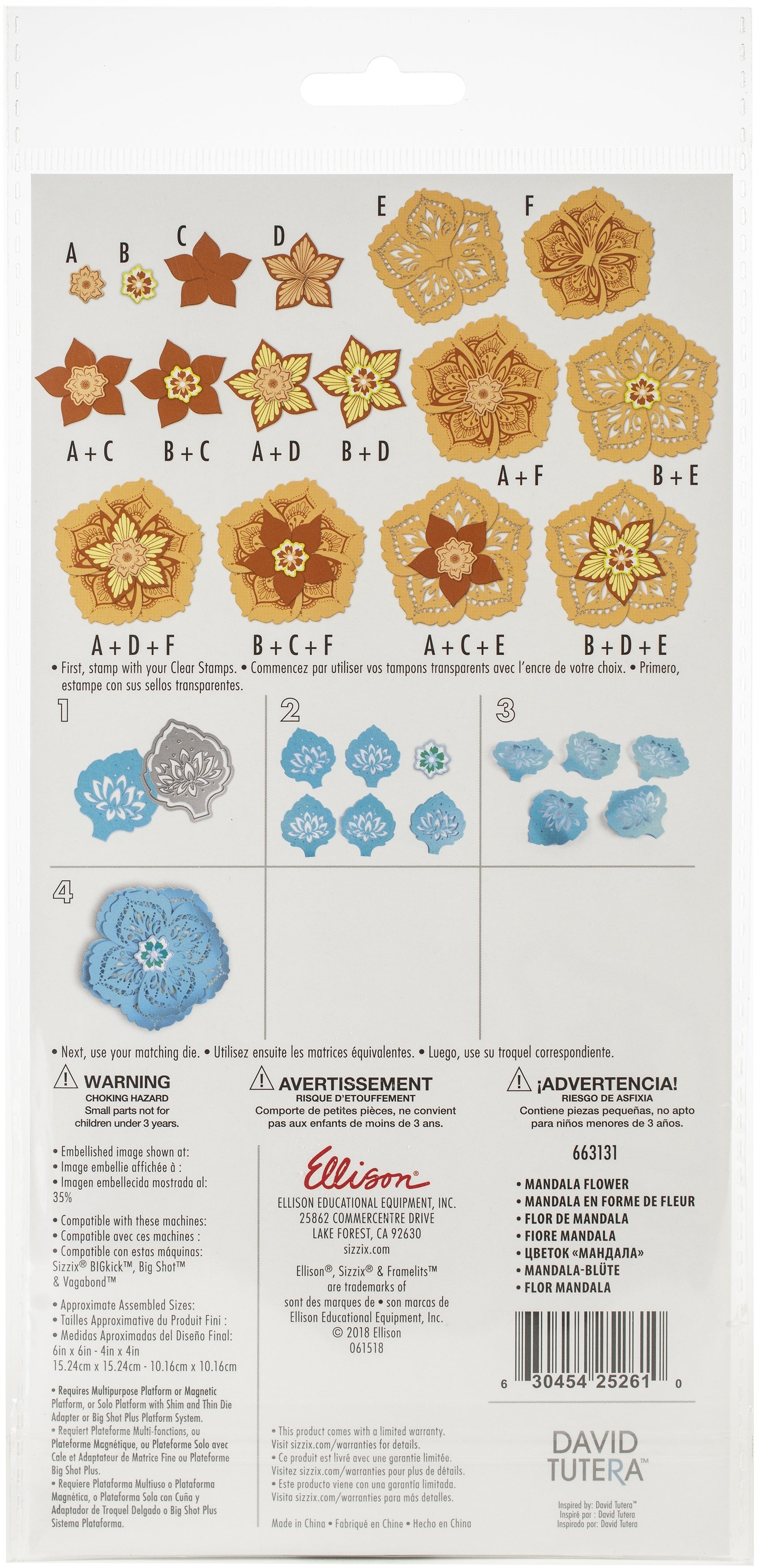 Sizzix Framelits Die & Stamp Set By David Tutera 6/Pkg - Mandala Flower