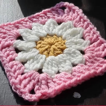 Daisy Flower Granny Square Crochet Pattern