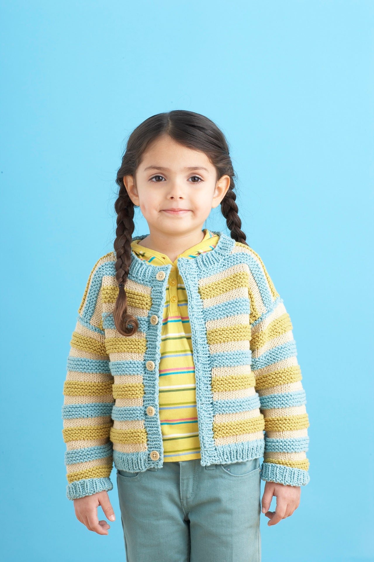Playful Stripes Cardigan in Lion Brand Cotton-Ease - 81026AD