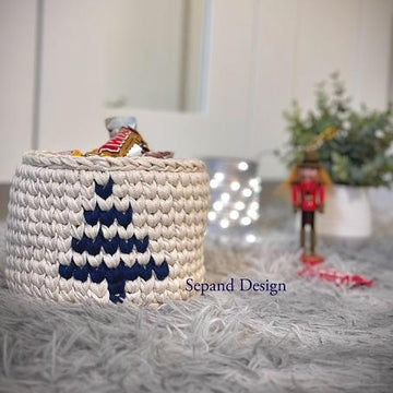 Recycled (t-shirt) yarn basket container-114