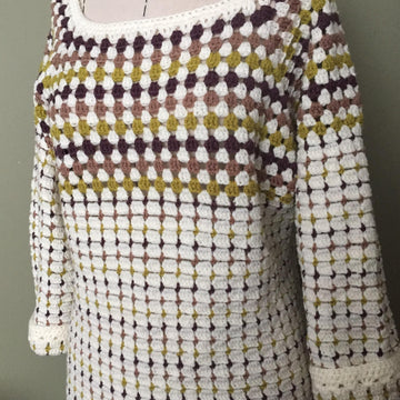 NOSTALGIA - Vintage Retro Style Crochet Granny Square Jumper Sweater