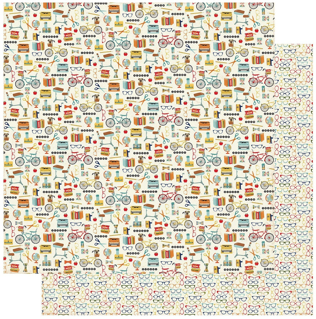 Authentique Paper Scholastic Double-Sided Cardstock 12"X12" 18/Pkg - #4 School Ephemera