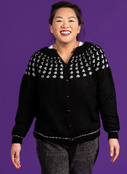 Lunar Yoke Cardigan - Free Cardigan Knitting Pattern For Women in Paintbox Yarns Simply DK & Metallic DK by Paintbox Yarns