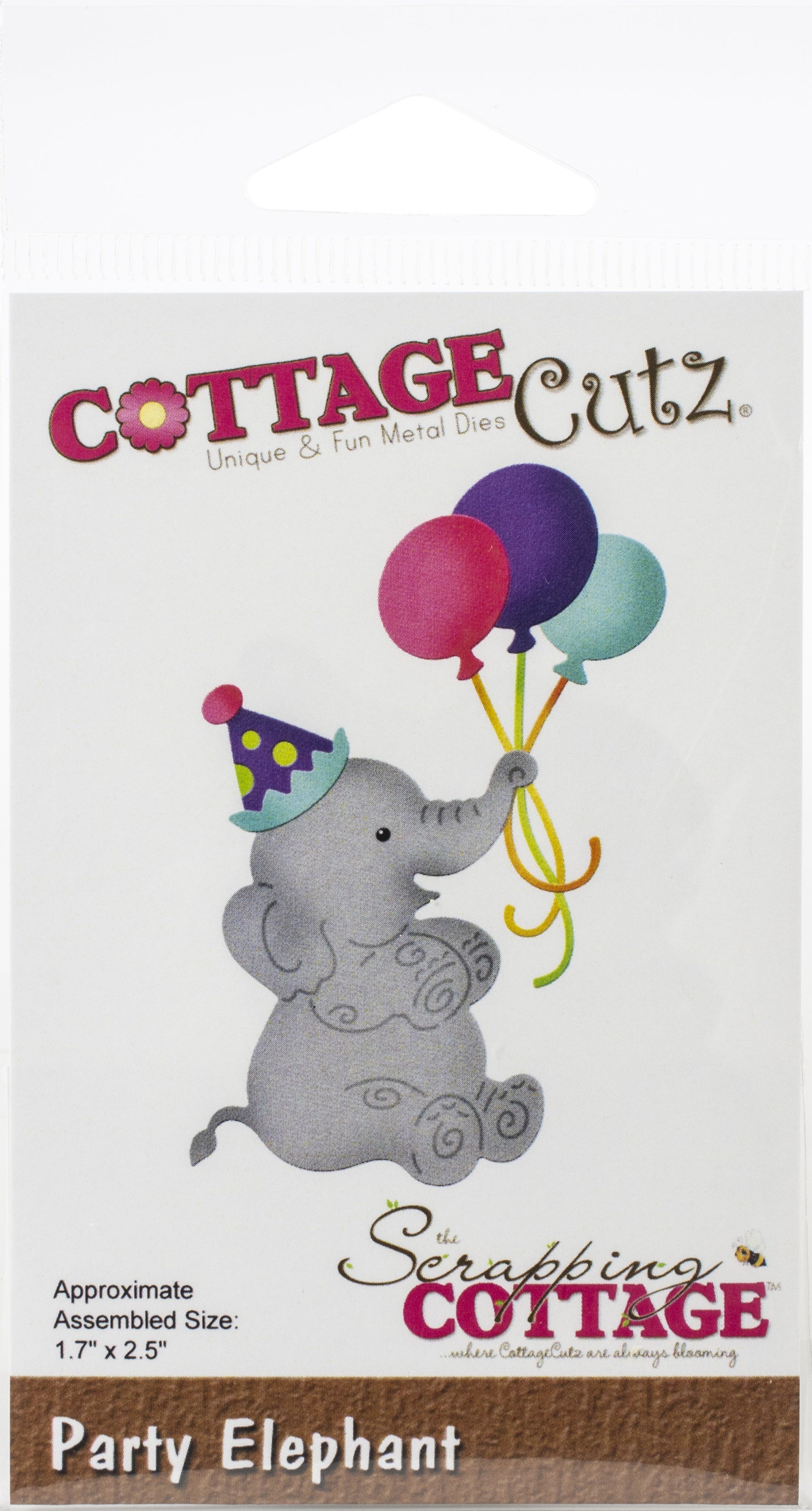 CottageCutz Dies - Party Elephant, 1.7"X2.5"