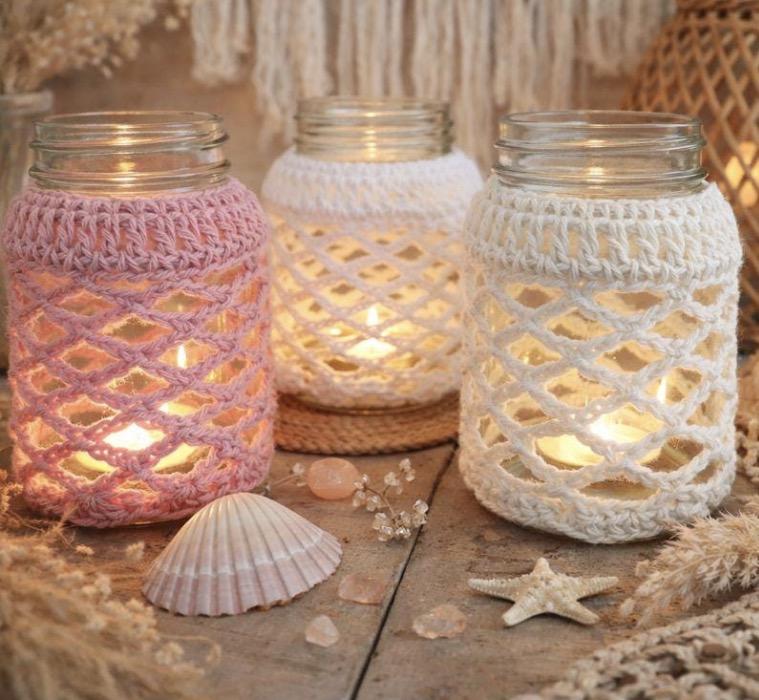 Crochet Candle Cozies For Mason Jars