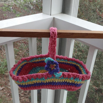 Shallow Striped Basket with Flower