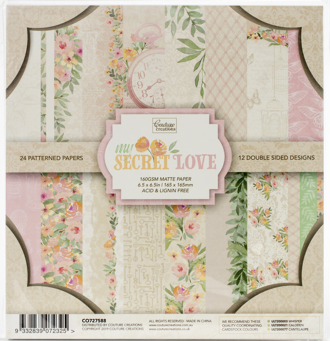 Artdeco Creations Couture Creations Double-Sided Paper Pad 6.5"X6.5" 24/Pkg - My Secret Love