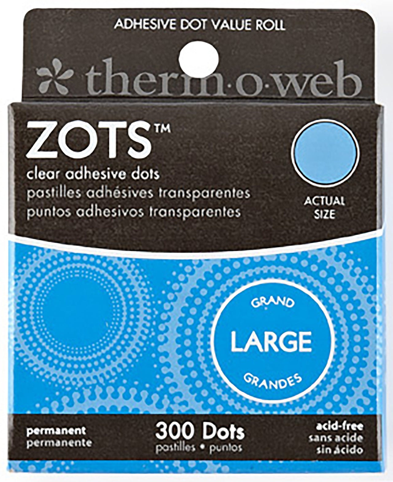 Thermoweb Zots Clear Adhesive Dots - Large 1/2"X1/64" Thick 300/Pkg