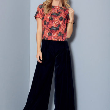 McCall's Misses' Short Sleeve Top and Pleated, Wide-Leg Pants M7483 - Sewing Pattern