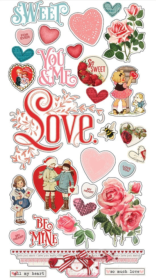 Simple Stories Simple Vintage My Valentine Chipboard Stickers 6"X12" - 613125