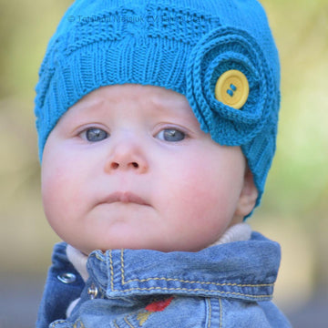 Azure Twist Flower Baby Hat