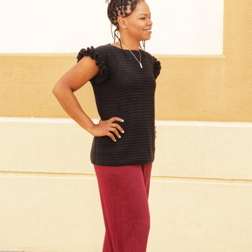 Ruffle Sleeve Crochet Top