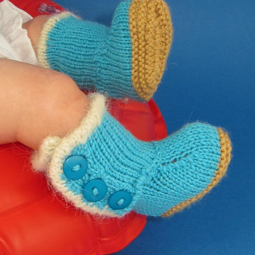 Baby Fur Trim 3 Button Booties (Bootees)
