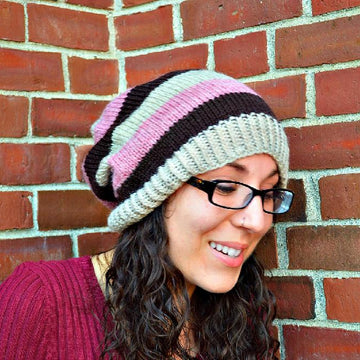 Simple Striped Slouchy Beanie Cap Hat