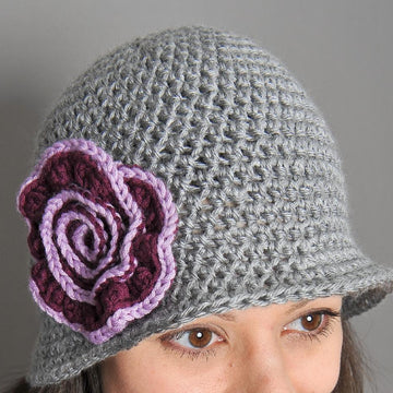 Brimmed Hat with Swirl Flower
