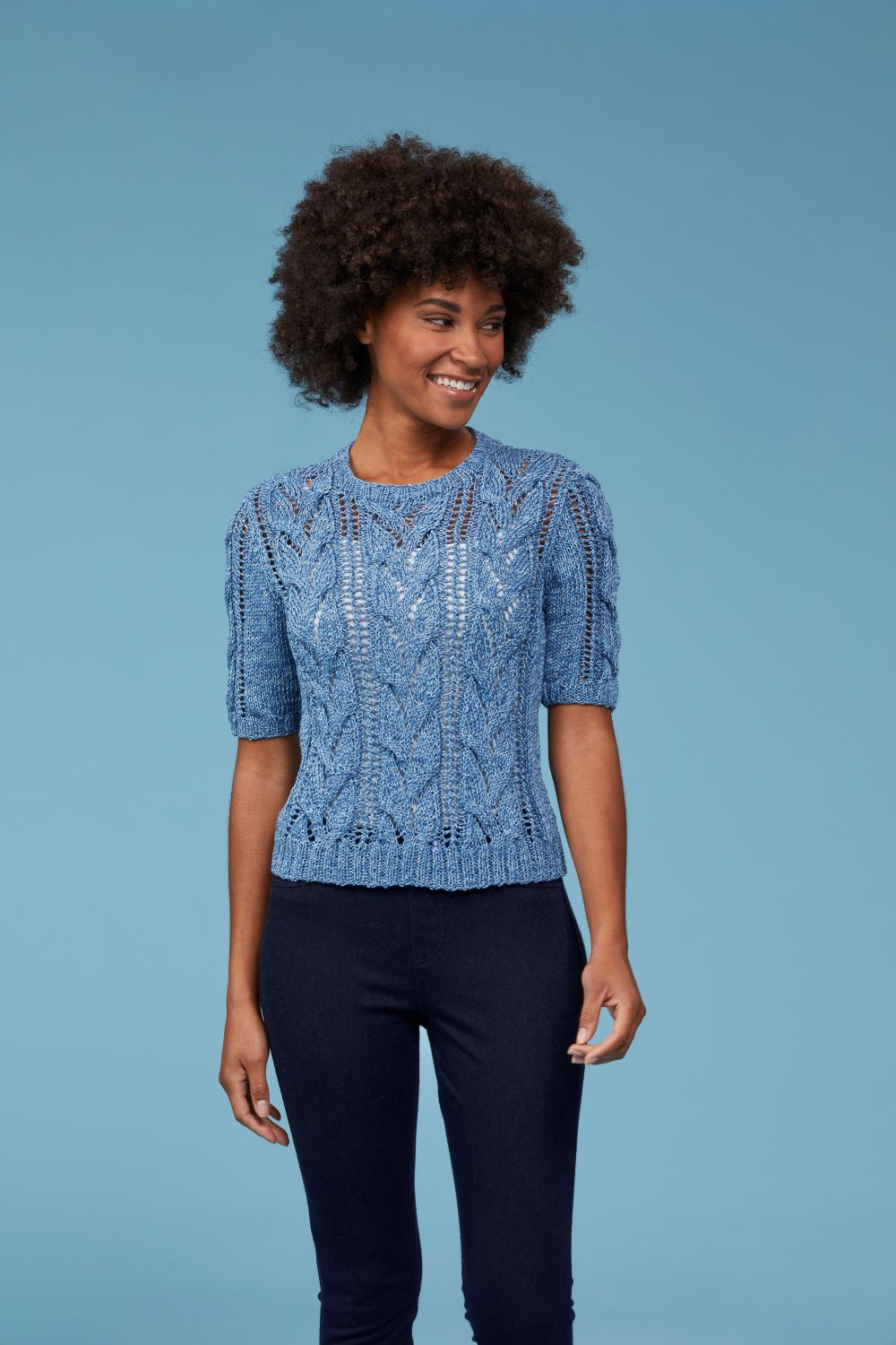 Alderwood Tee - Top Knitting Pattern for Women in Tahki Yarns Cotton Classic Twist by Tahki Yarns