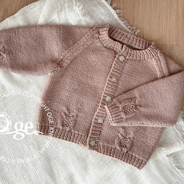 Round neck raglan sleeve cardi with cabled owls - P079