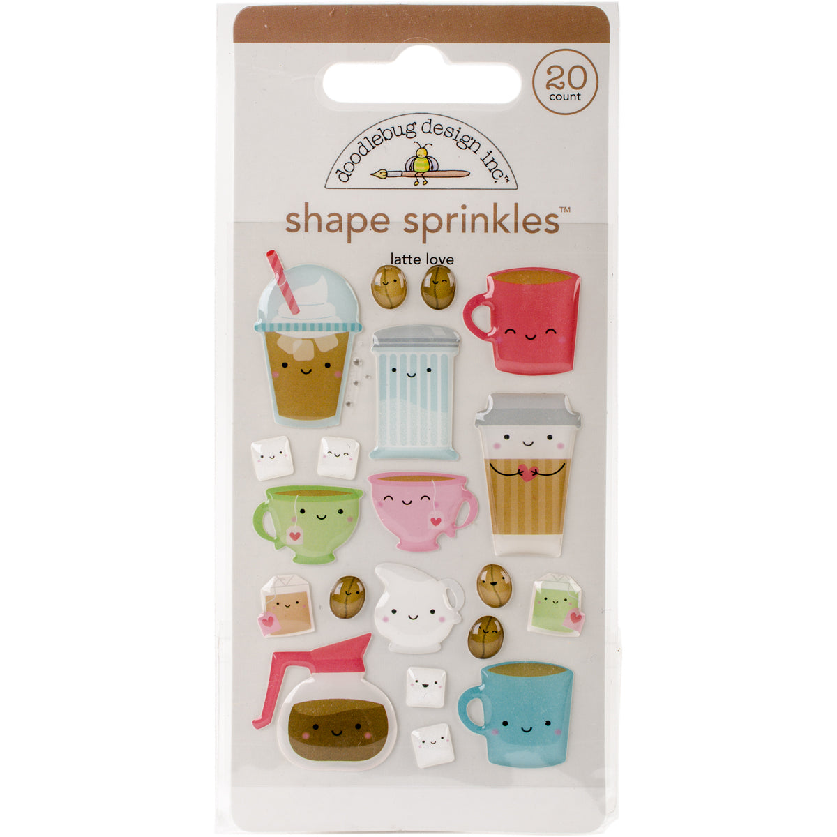 Doodlebug Sprinkles Adhesive Glossy Enamel Shapes - Latte Love, 20/Pkg