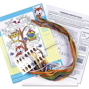 Design Works Baby's Forest Sampler Cross Stitch Kit - 28cm x 35cm