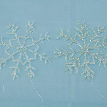Wire Crocheted Sparkling Snowflake with Beads