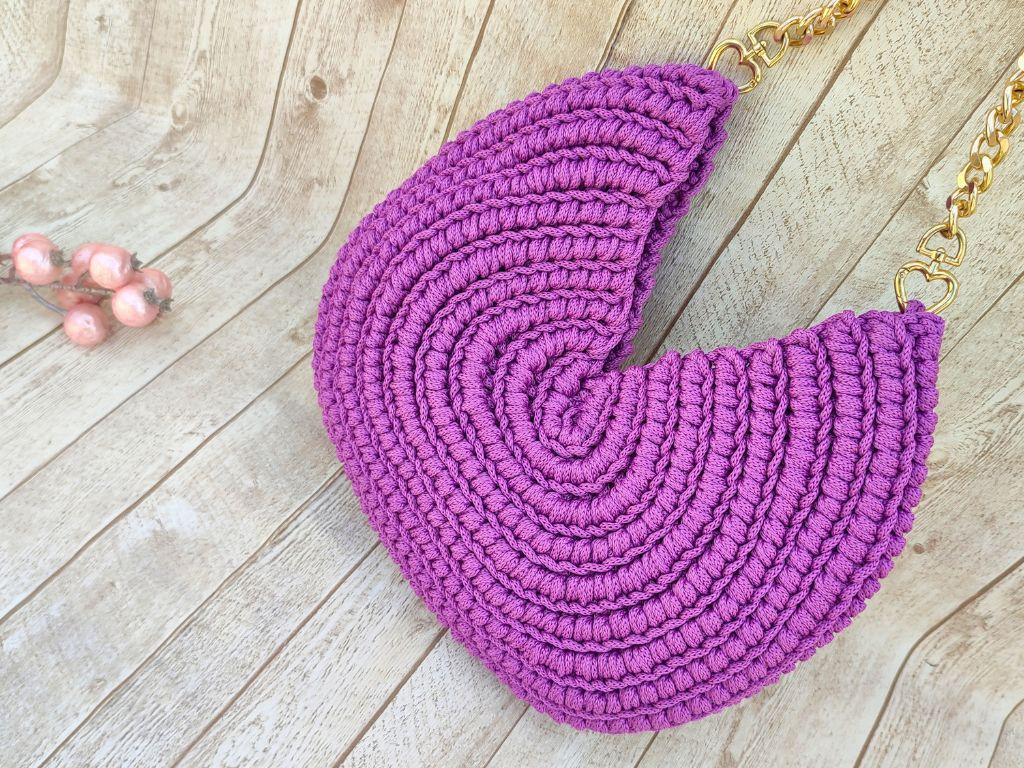 Textured Half Moon Crescent Bag