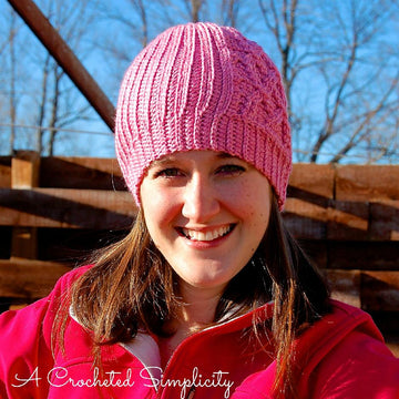 "Knit-Look" Cabled Hearts Beanie