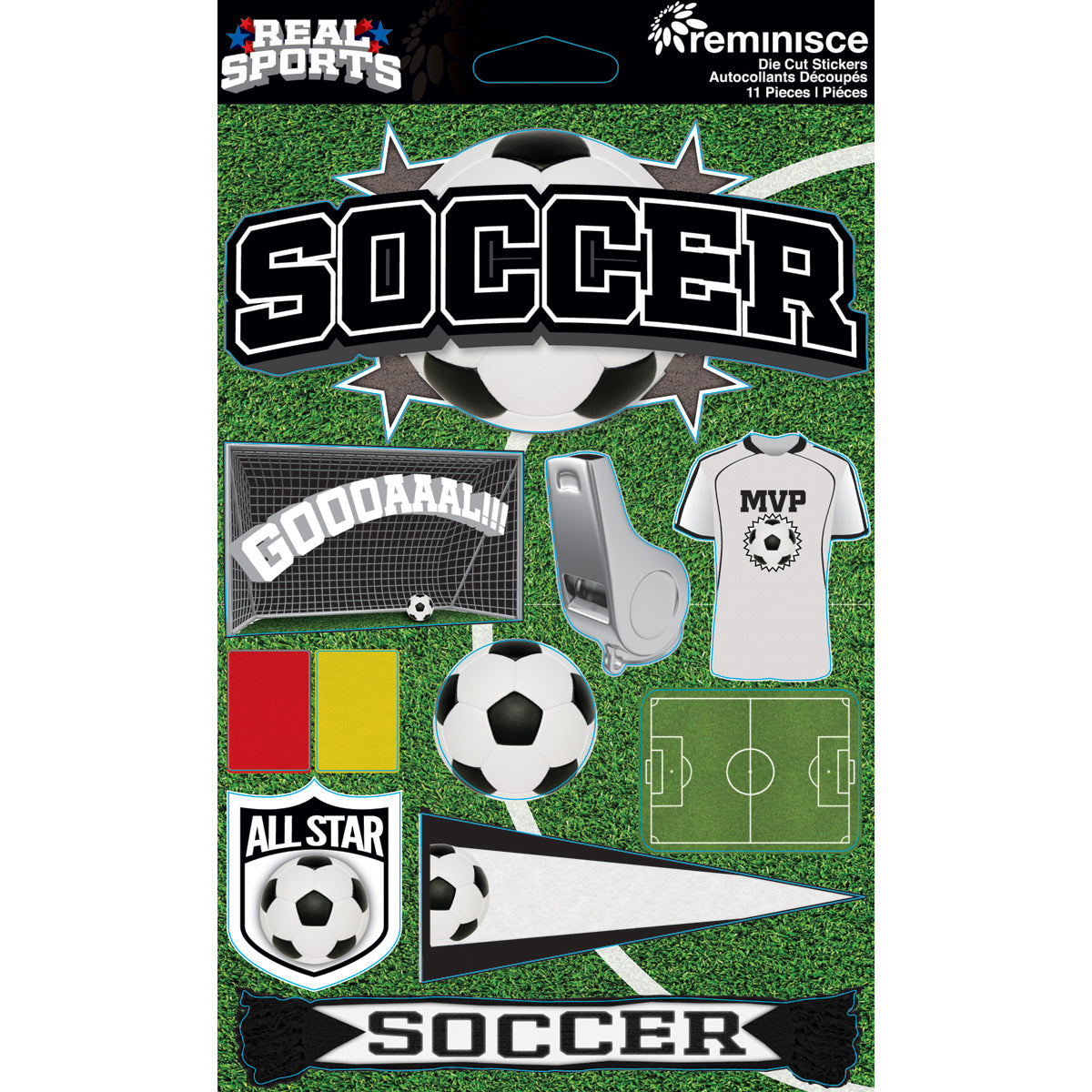 Reminisce Real Sports Cardstock Stickers 6"X4.5" - Soccer