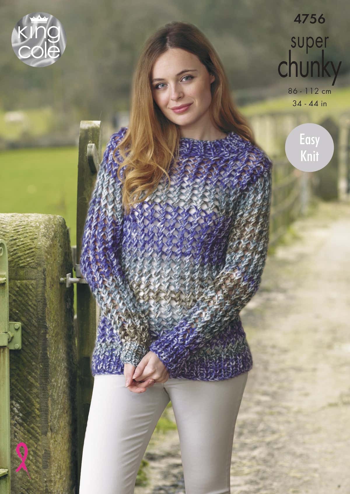 Sweater & Short Sleeved Top in King Cole Super Chunky - 4756 - Downloadable PDF