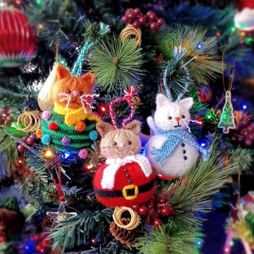 PDF Christmas KNITTING PATTERN Cat-mas Bauble Decoration Dk Hanging Decoration Cute Cat Moggy Ornaments Christmas Tree Santa Snowman Snowcat